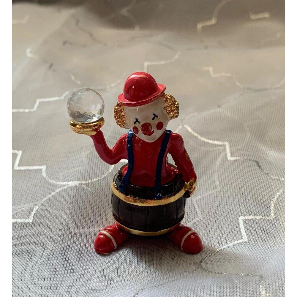 Swarovski Crystal Pewter Spoonetiques Clown Vintage Gold Plated Figurine 2”x1”